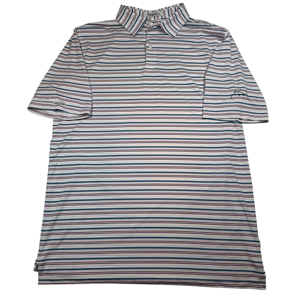 Straight Down Twin Dolphin Club Cabo Golf Polo Shirt Men M Striped Performance